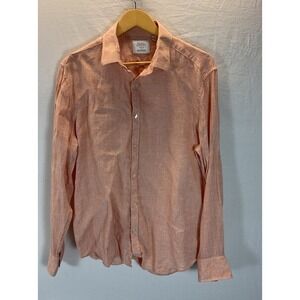 Baird Mcnutt Shirt Mens L Pink Long Sleeve 100% Linen Murano Casual Beach Summer